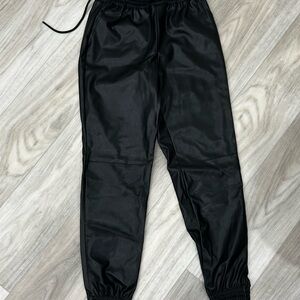 Black Leather Jogger Pants